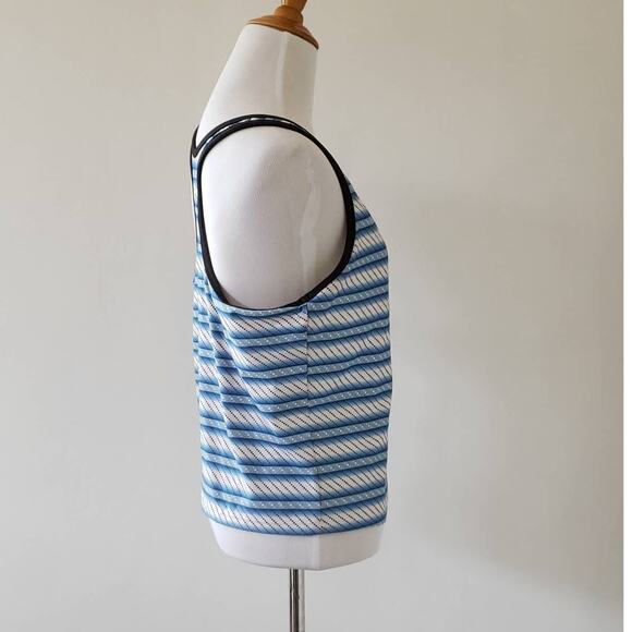 Adidas Racerback Cropped Athletic Tank Blue White Striped Medium - Picture 3 of 10